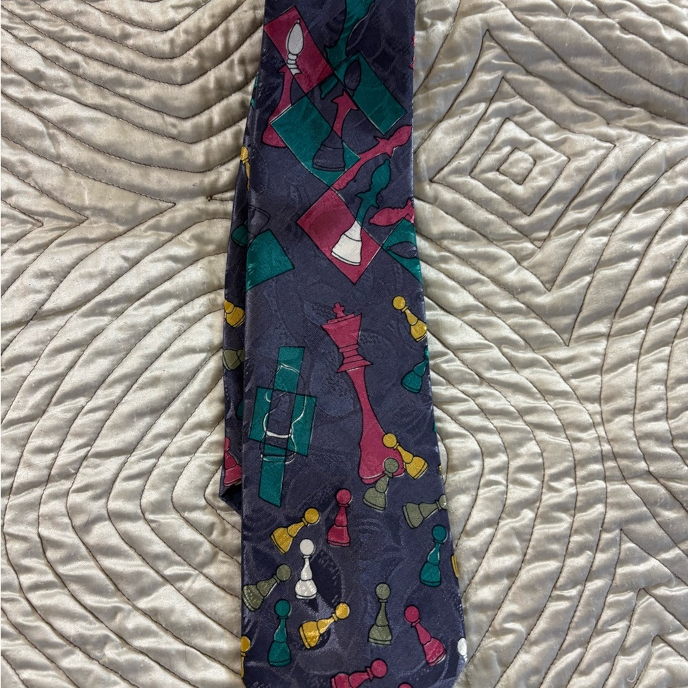 Gitano Authentic Vintage Chess 80s-90s Art Chess Pattern Tie